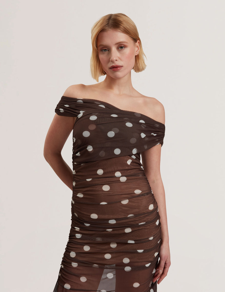 ★Ted Baker Tildahh ドットメッシュクロスネック 上質ワンピ Dresses - DK-BROWN | TILDAHH | Ted Baker – Ted Baker London